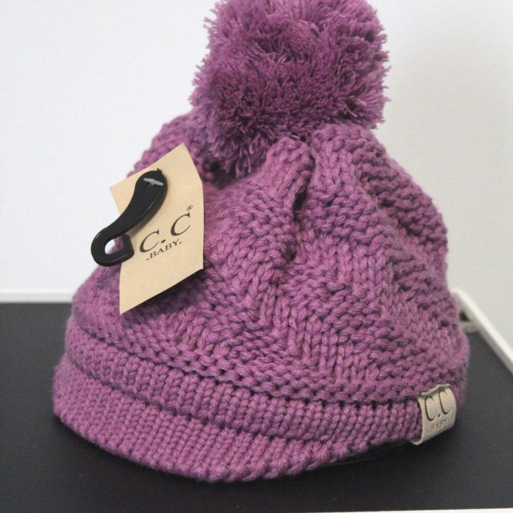 NEW CC BABY BRIM BEANIE HAT WITH POM IN VARIOUS COLORS